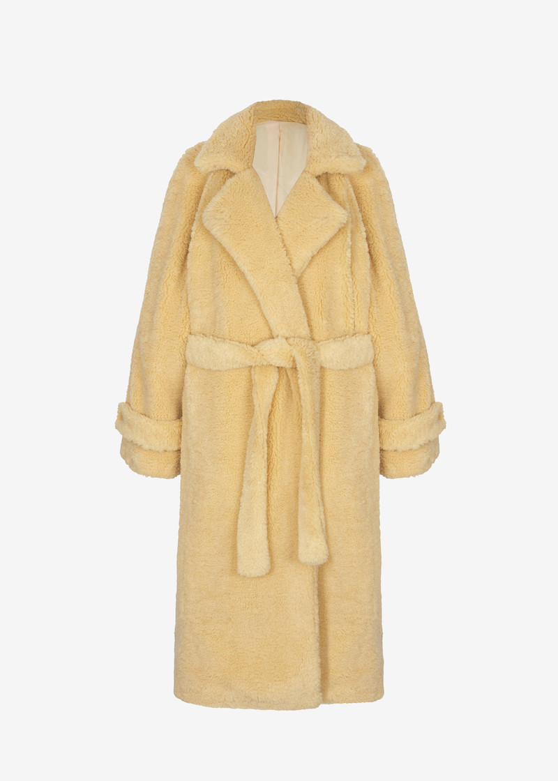 Gresham Faux Shearling Robe Coat - Yellow 1