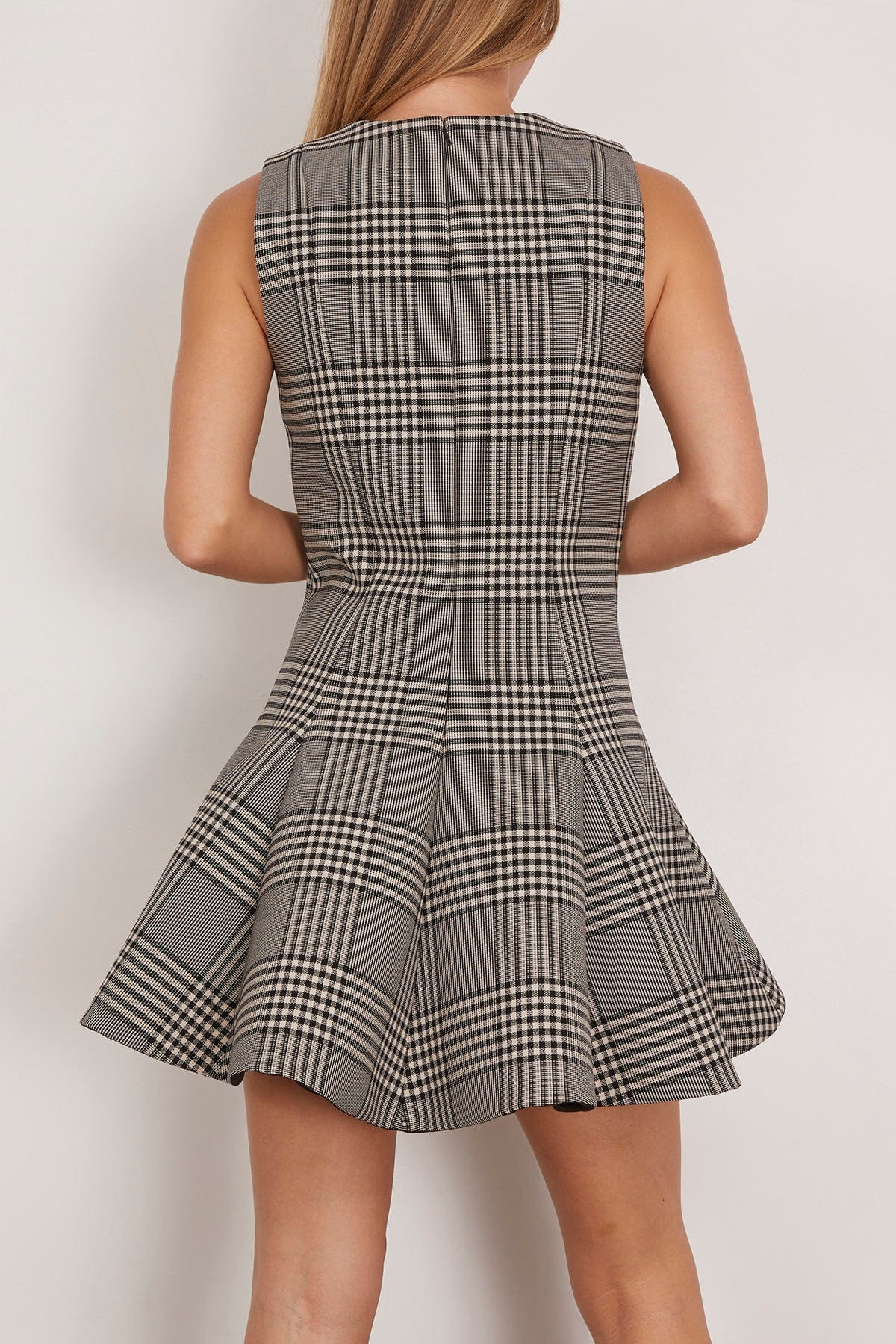 The Sophie Crew Neck Fitted Mini Dress in Prince of Wales Plaid - 4