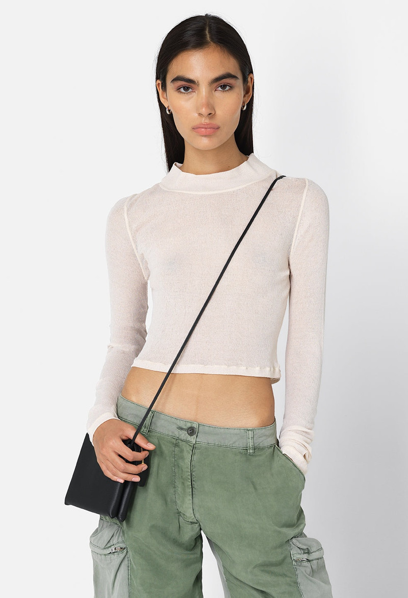 GAUZE RIB LS CROPPED TEE 1