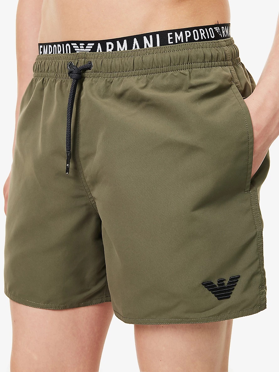 Drawstring branded-waistband swim shorts - 5