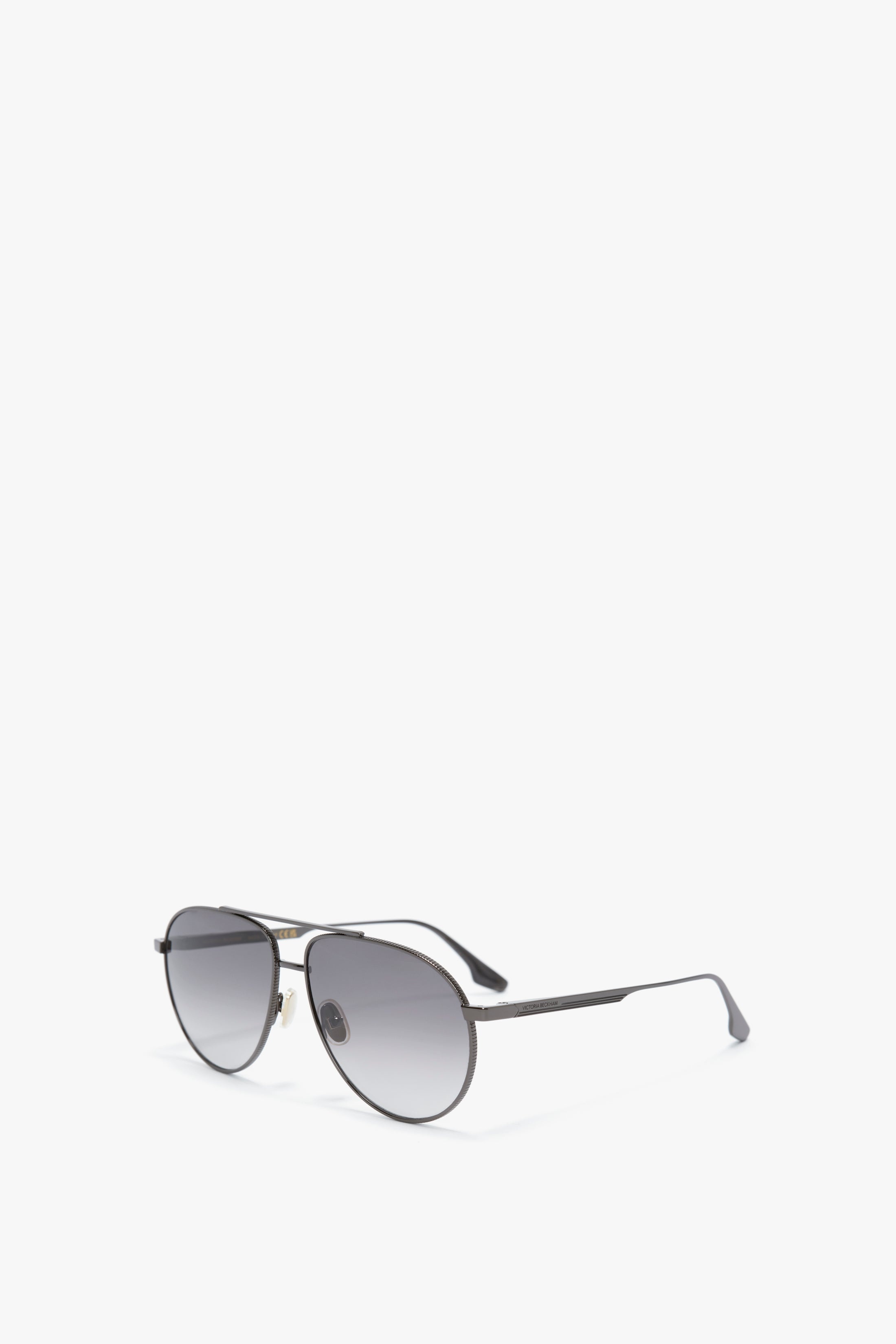 V Metal Pilot Sunglasses In Grey Gradient - 2