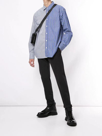 sacai stripe-print contrast shirt  outlook