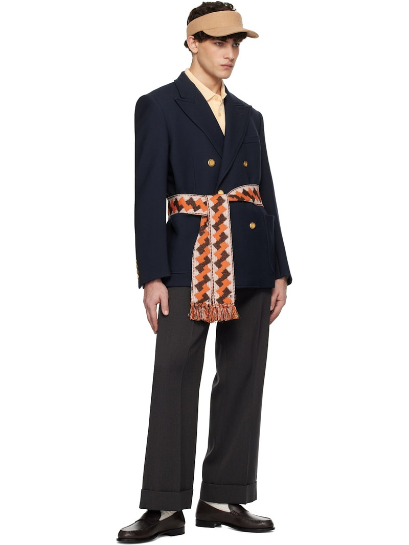 Valentino Brown & Orange Jacquard Scarf outlook