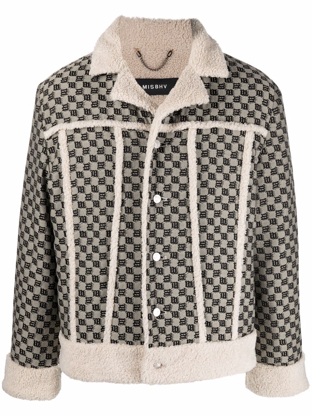 jacquard-monogram contrast-trim jacket - 1