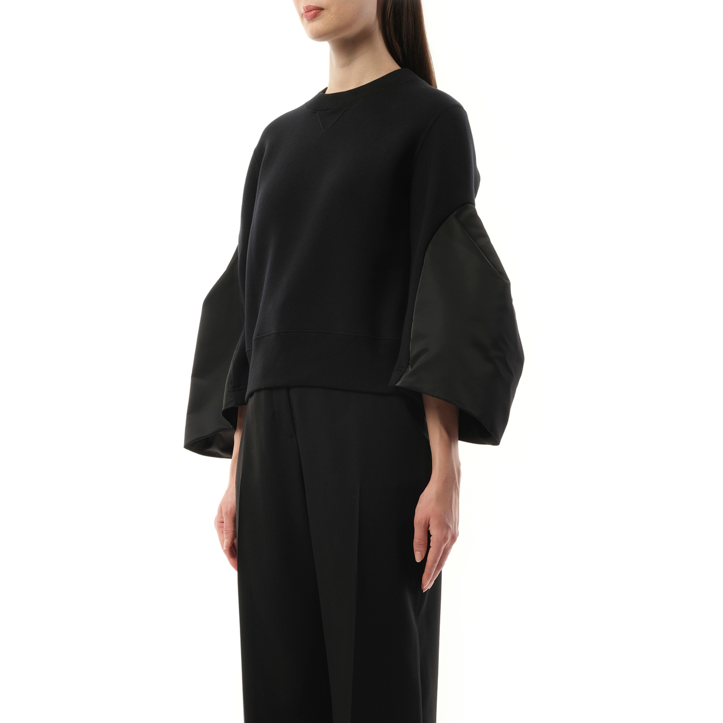 Big Sleeve Nylon Twill x Sponge Sweat Pullover in Black - 5