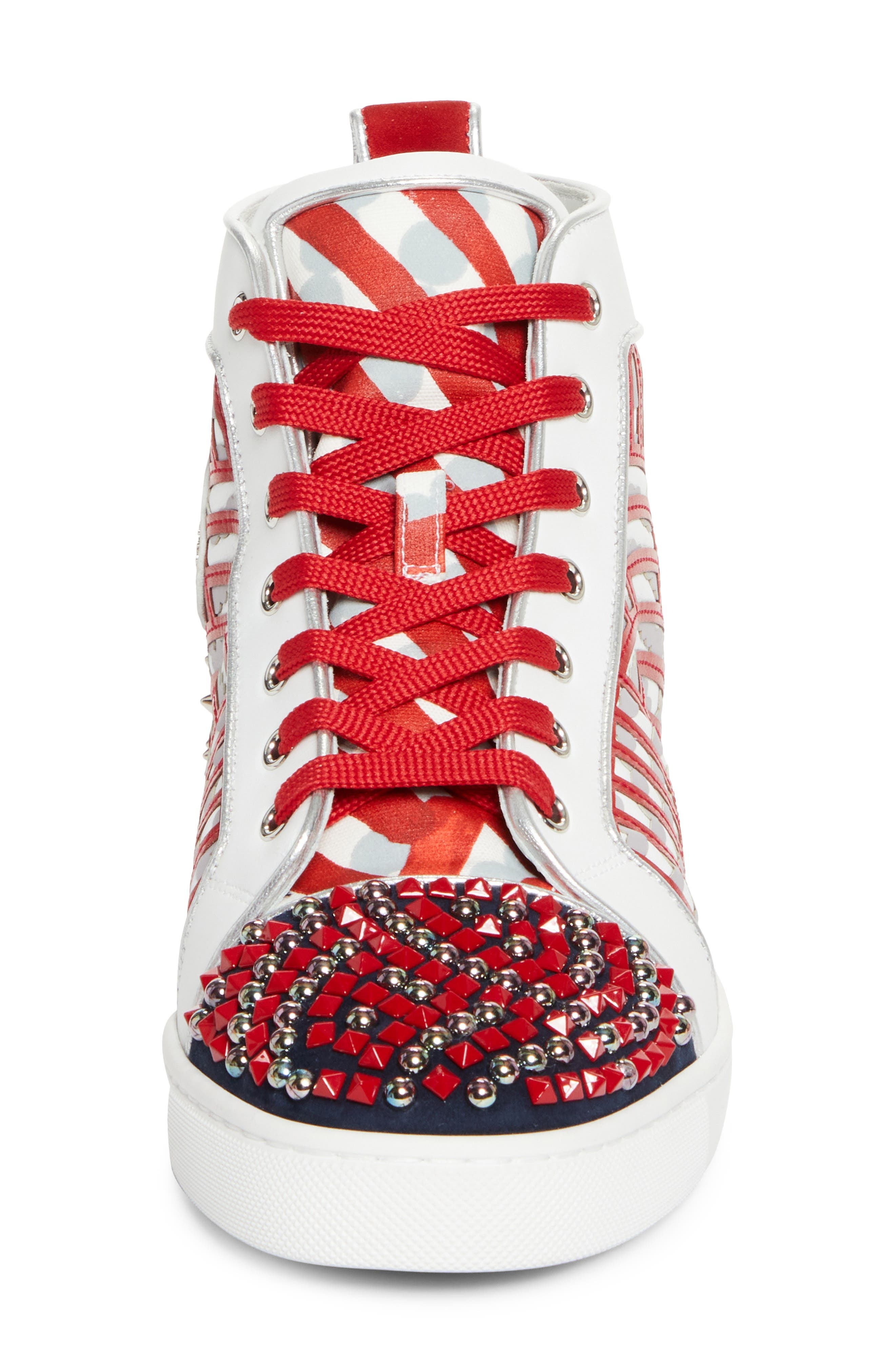 Christian Louboutin Louis No Limit Embellished High Top Sneaker in Version Multi Loubi at Nordstrom - 4
