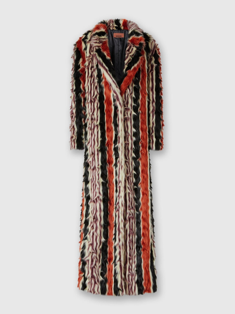 Long coat in striped faux fur 1