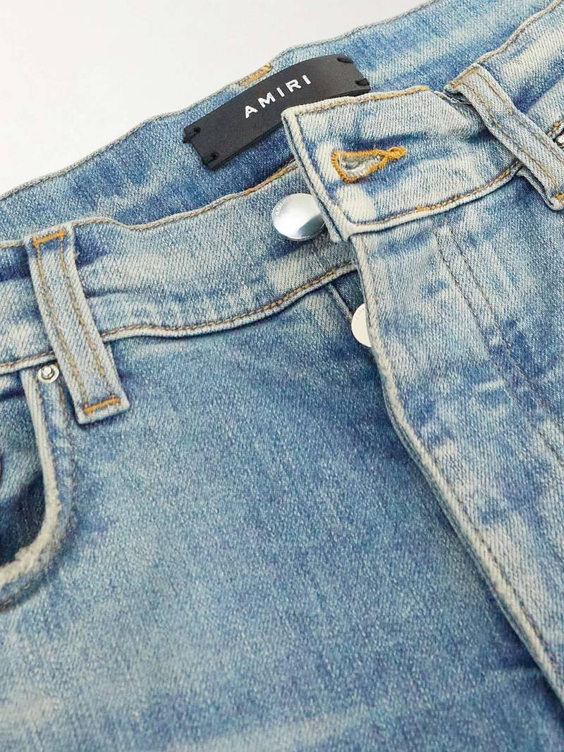 Skinny-Fit Cotton-Appliquéd Distressed Jeans 3