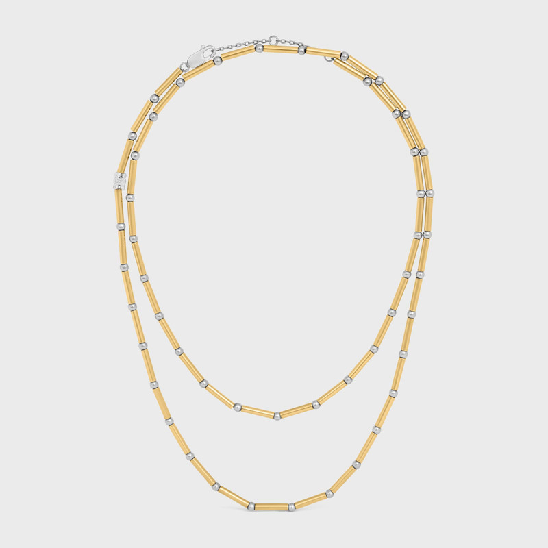Celine Charms Long Necklace in Brass with Gold and Rhodium Finish 4