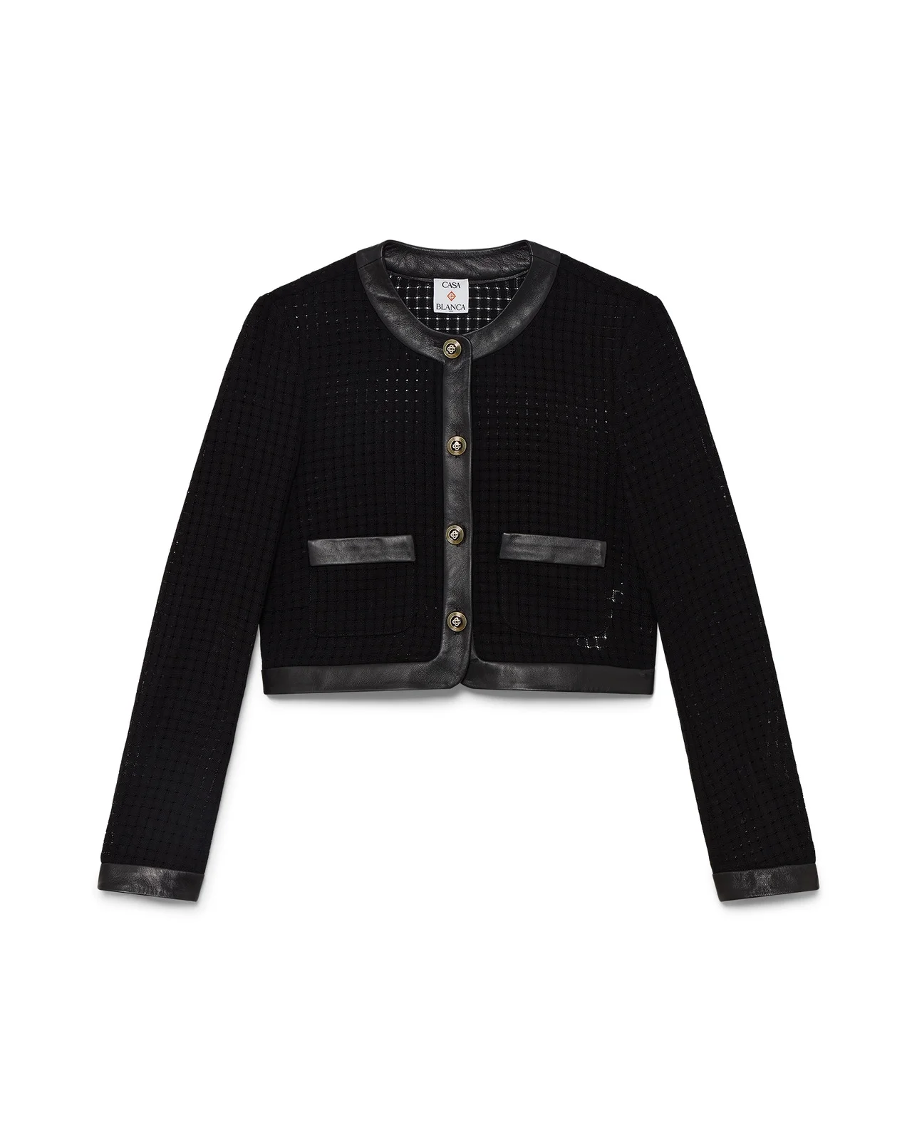Open Weave Cropped Tailored Jacket | Casablanca Paris - 1