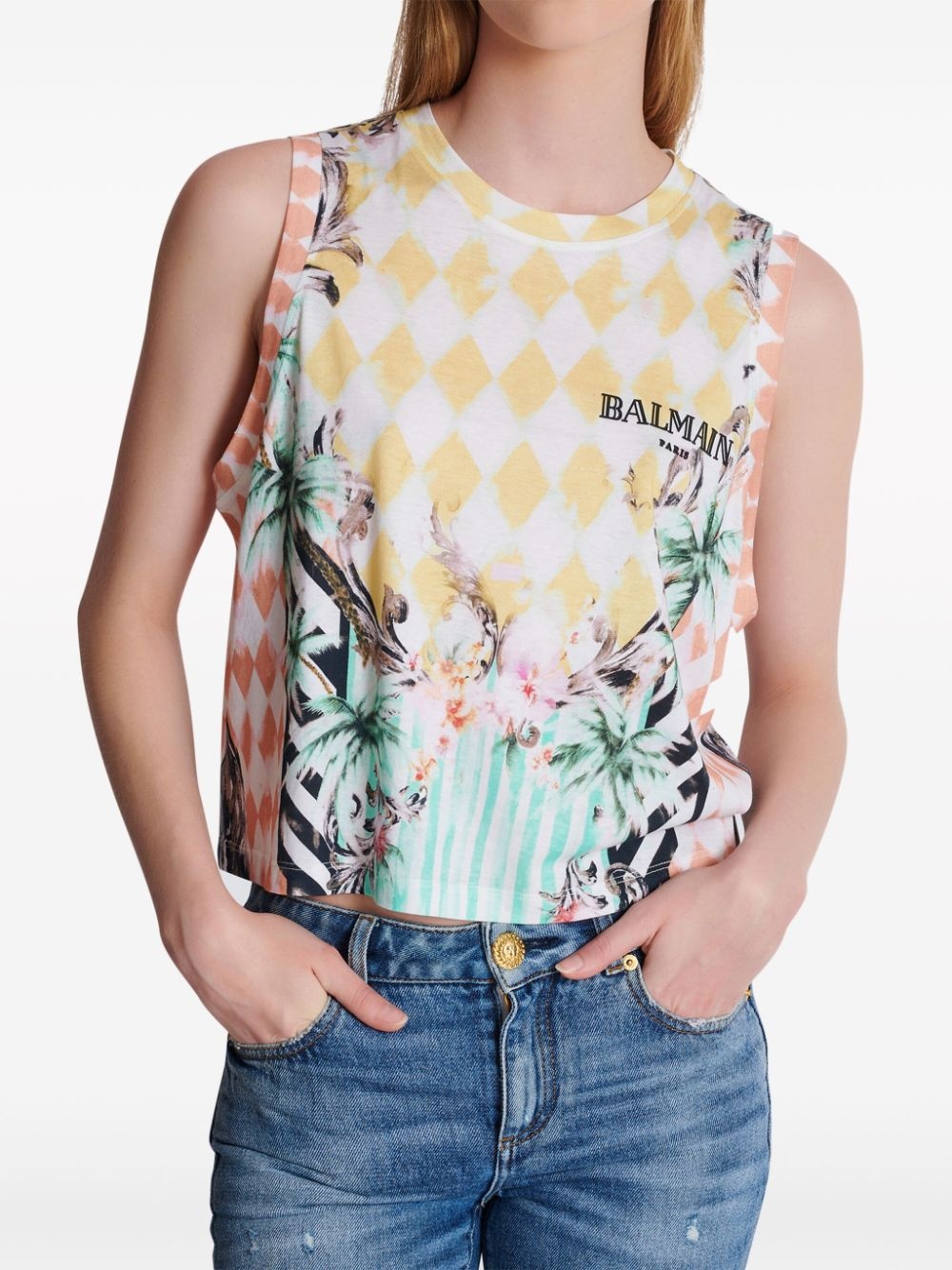 baroque-print tank top - 5