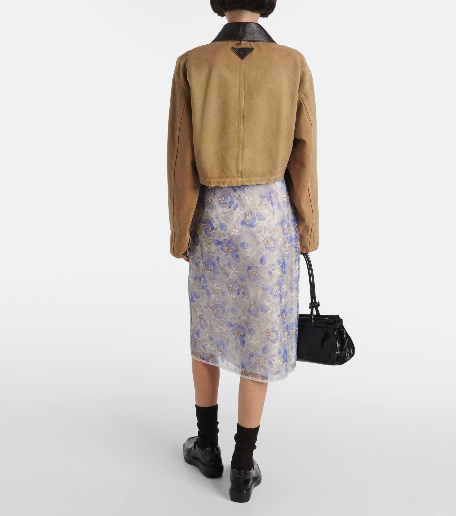 Floral sheer chiffon pencil skirt - 3