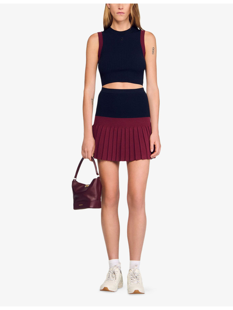 Sandro Contrast-Trim Cropped Stretch-Knit Top outlook