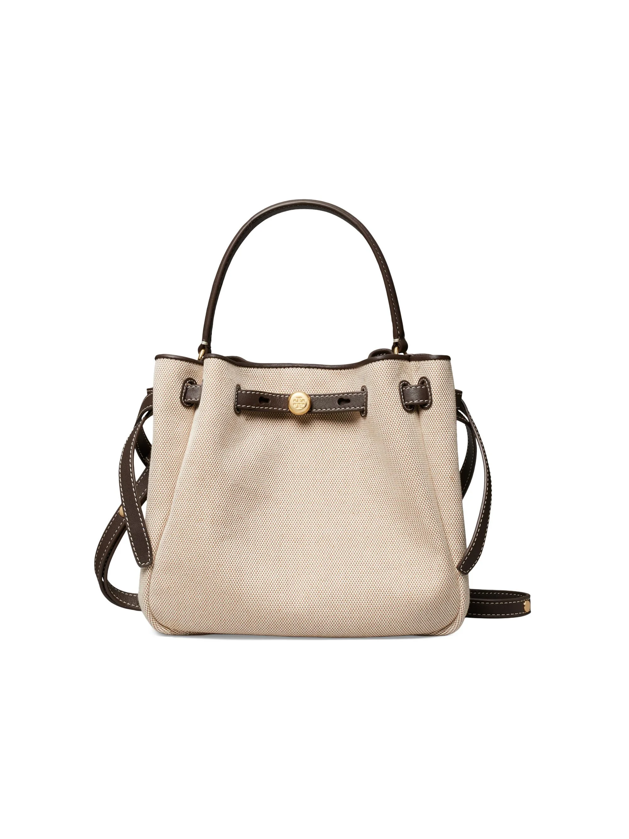 Women's Romy Belted Canvas Bucket Bag - Dusty Almond Bianco White - 1
