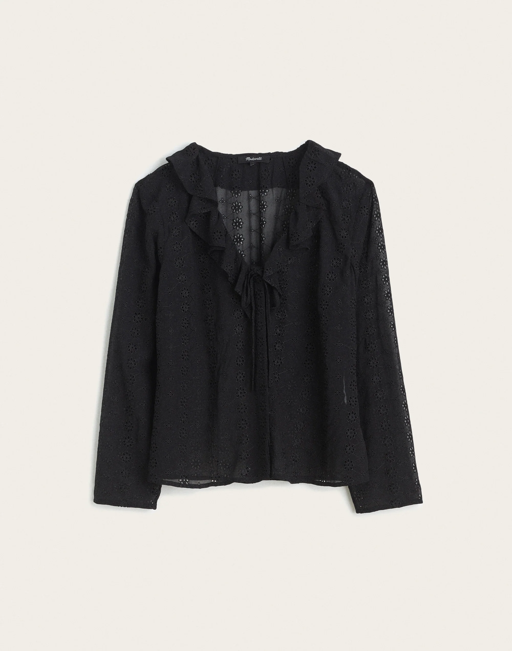 Ruffled V-Neck Long-Sleeve Top - 1