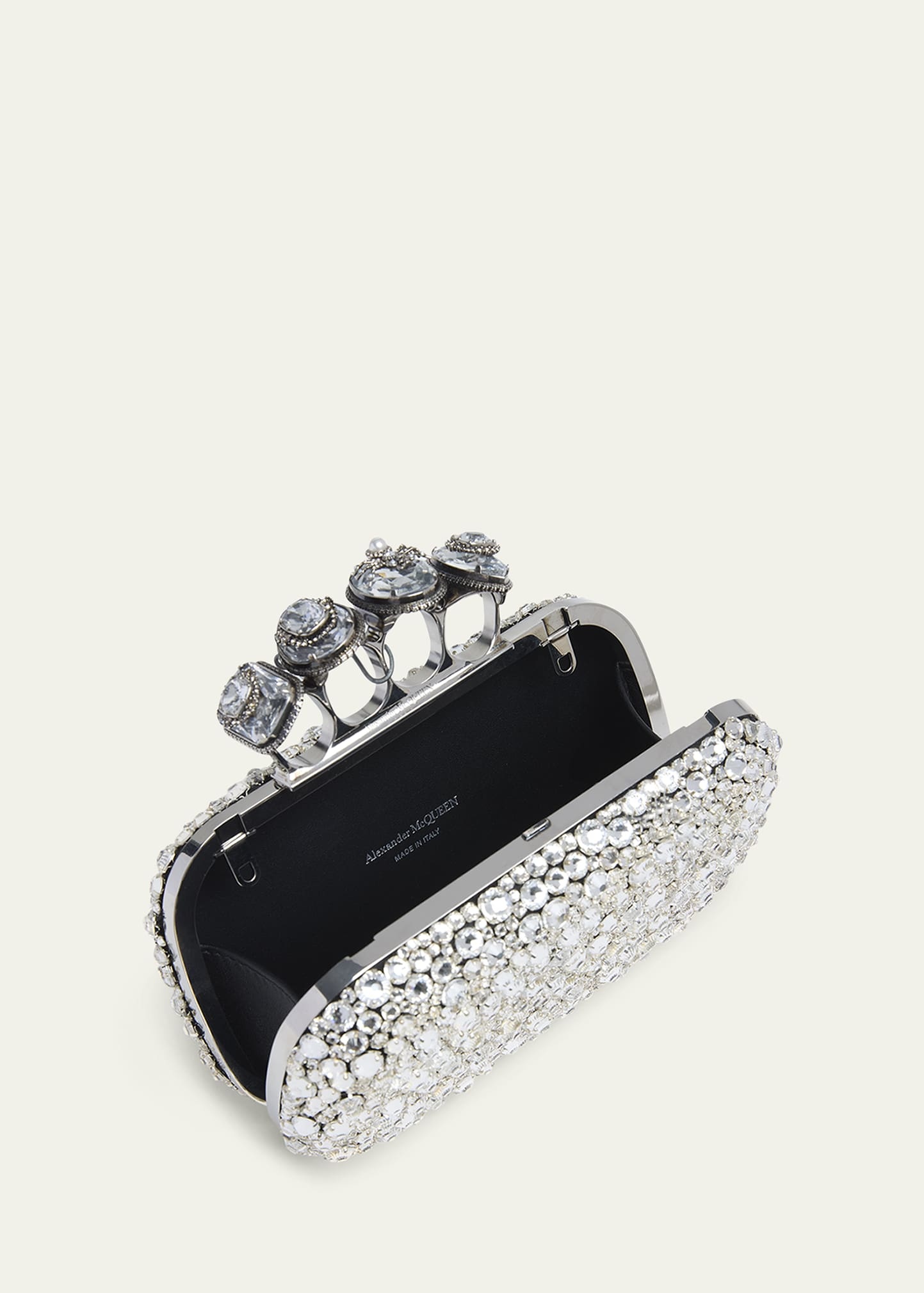 Skull Spider Four Ring Crystal Clutch Bag - 4