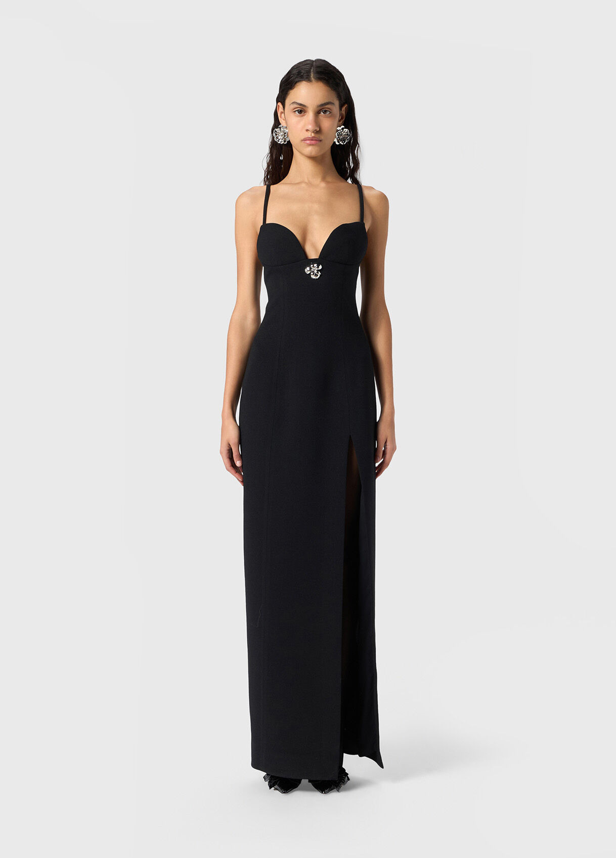 LONG CREPE DRESS WITH SLIT - 2