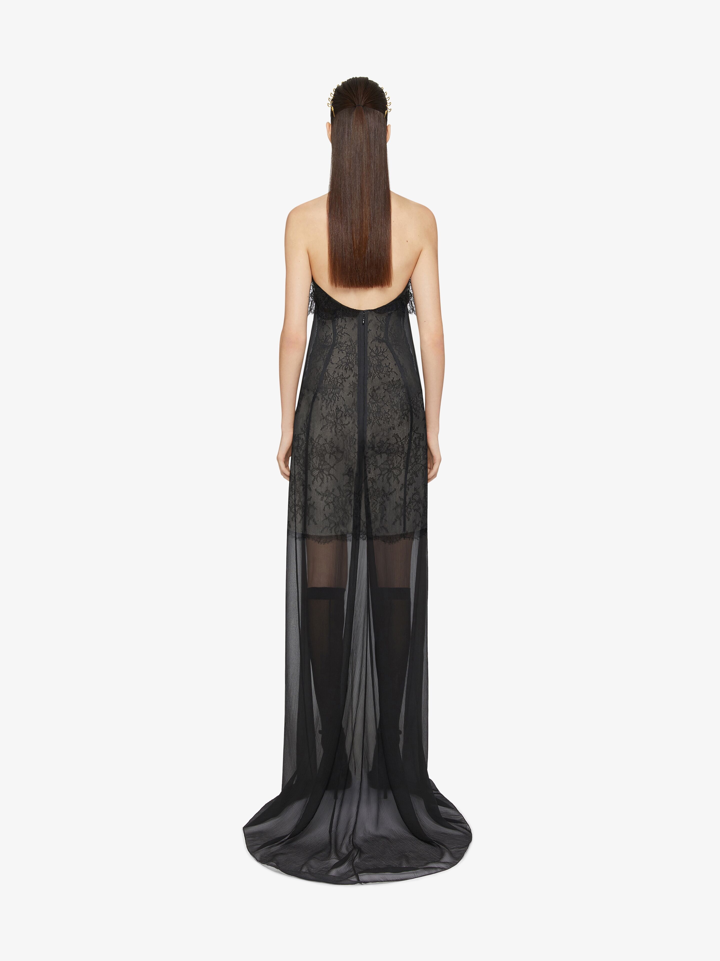 BUSTIER DRESS IN MUSLIN WITH LACE - 4