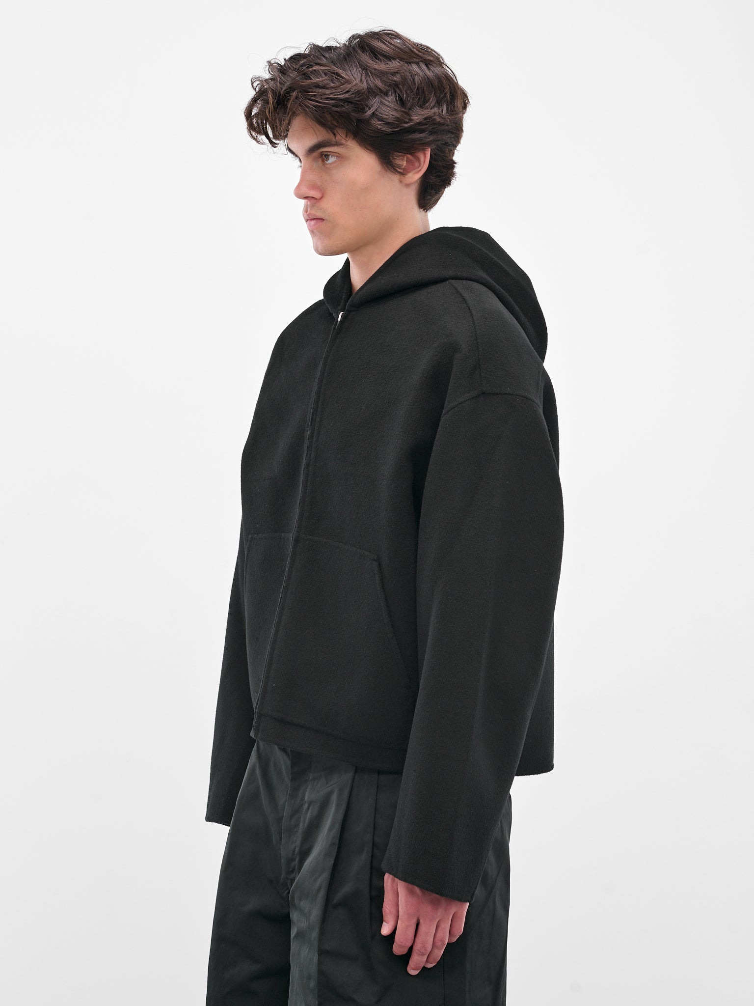 Black Cashmere Hooded Zip Jacket - 2