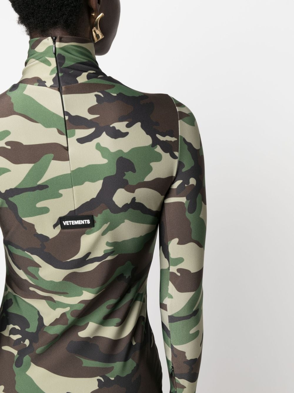 camouflage-pattern glove-sleeves minidress - 5