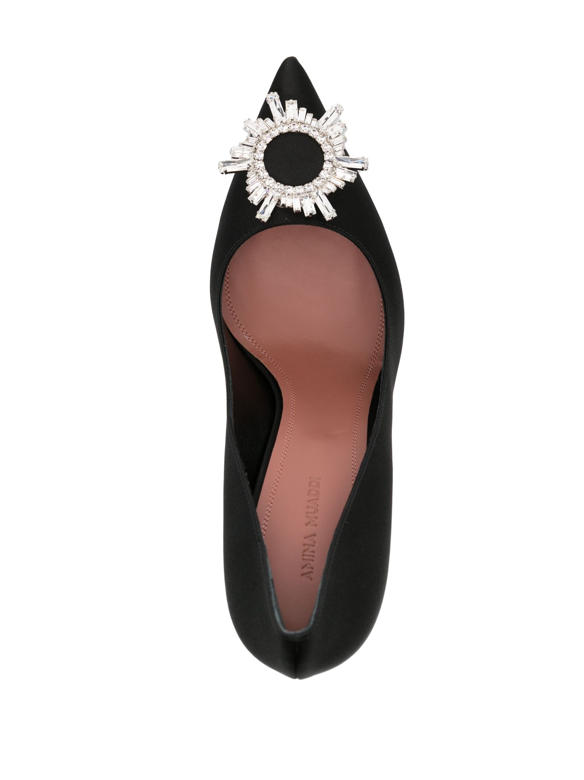 black Begum 95 Crystal Satin Pumps - 4