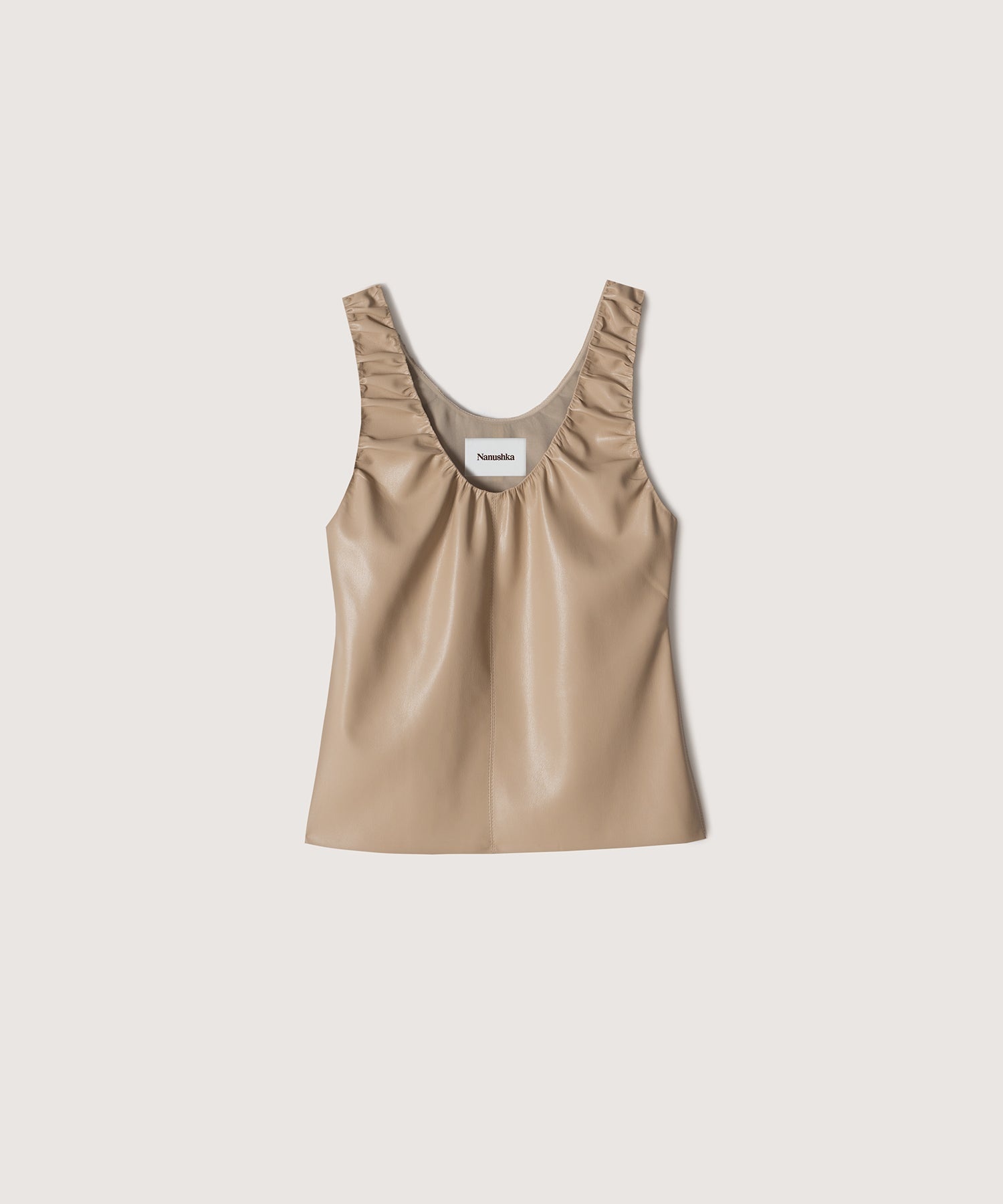 Ruched Vegan Leather Top - 1