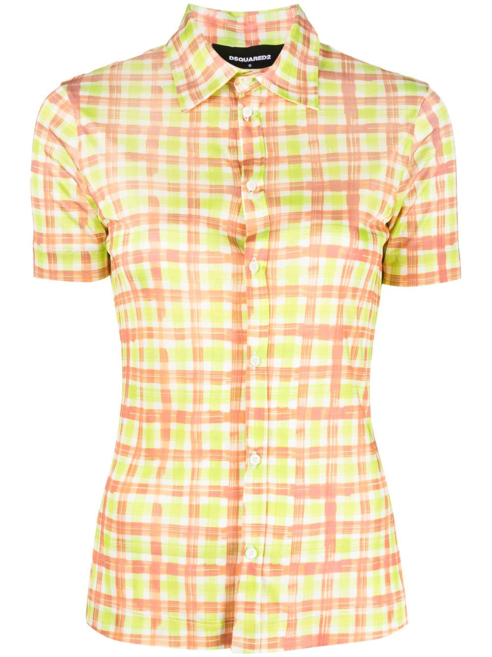 check-print short-sleeve shirt - 1