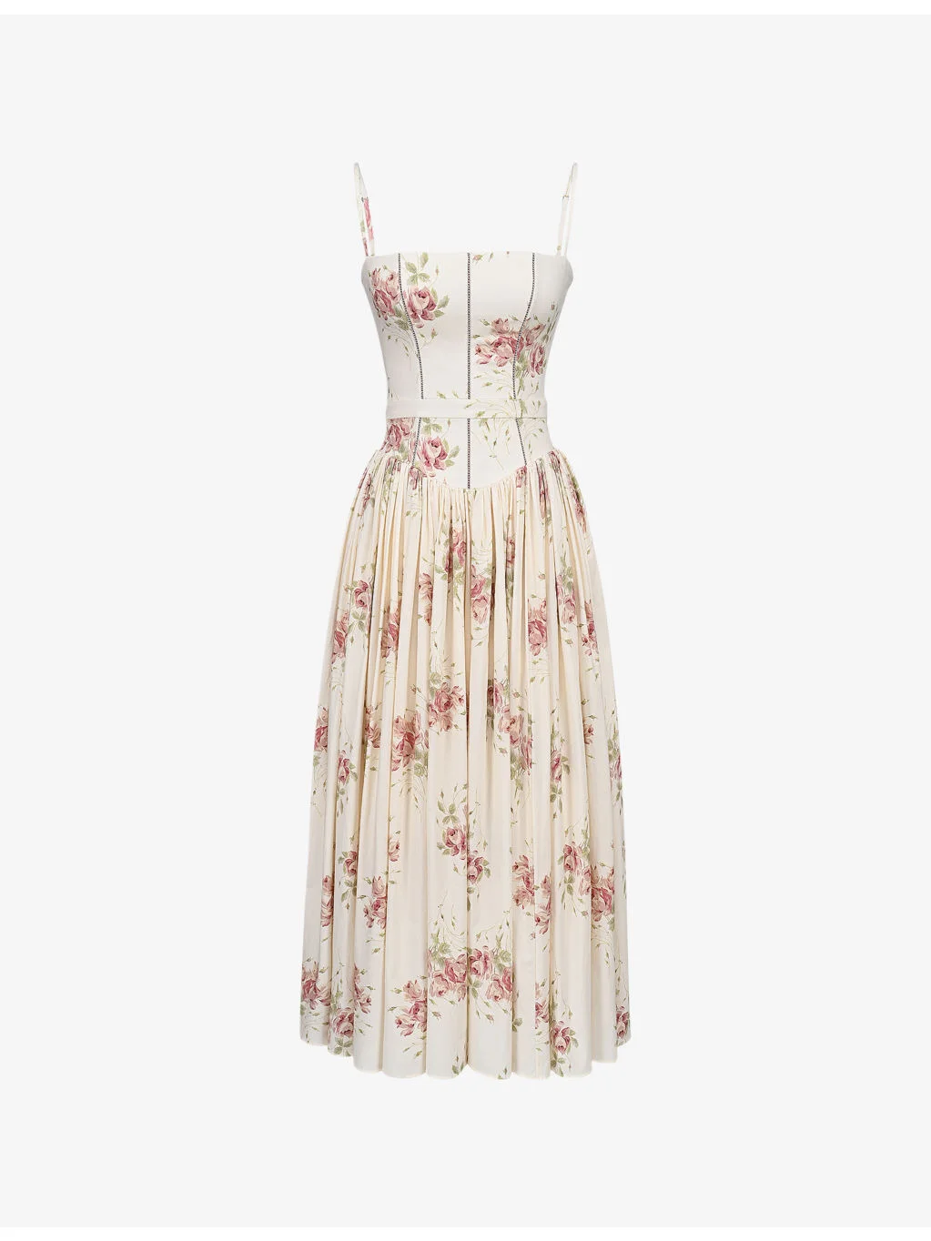 Ysabella Floral-Print Stretch-Cotton Midi Dress - 1