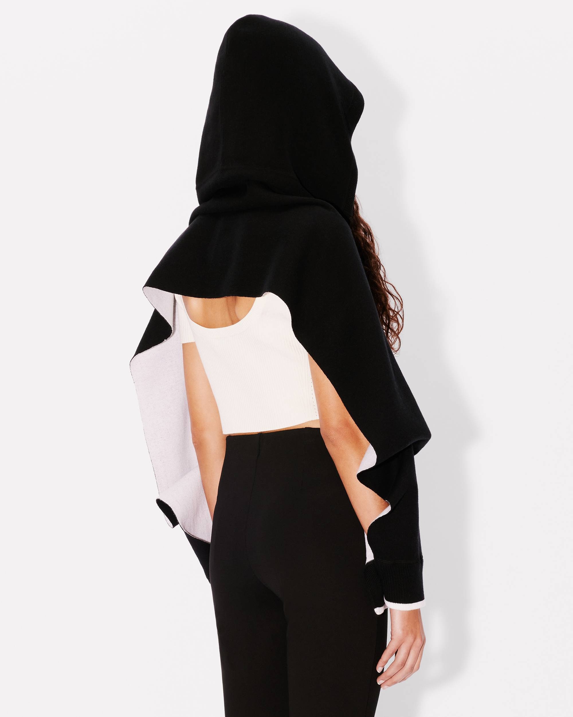 'KENZO Stamp' hooded scarf in wool and cotton - 7