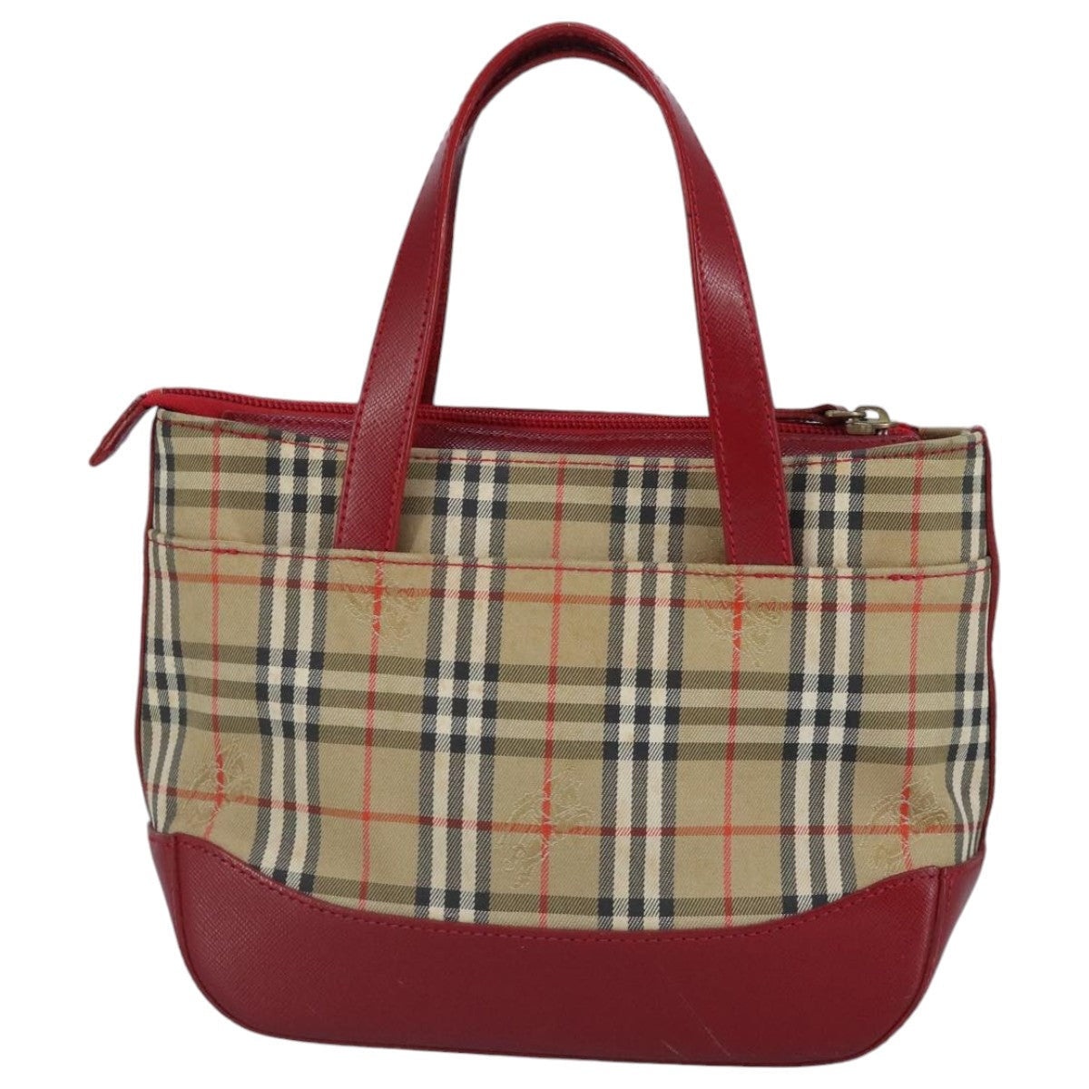 Burberry Nova Check Hand Bag Canvas Beige Red - 3