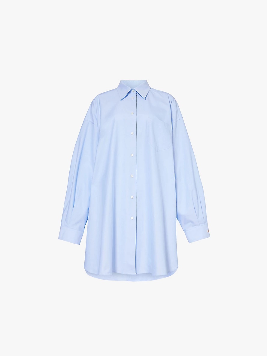 Patch-pocket oversized-fit cotton shirt - 1