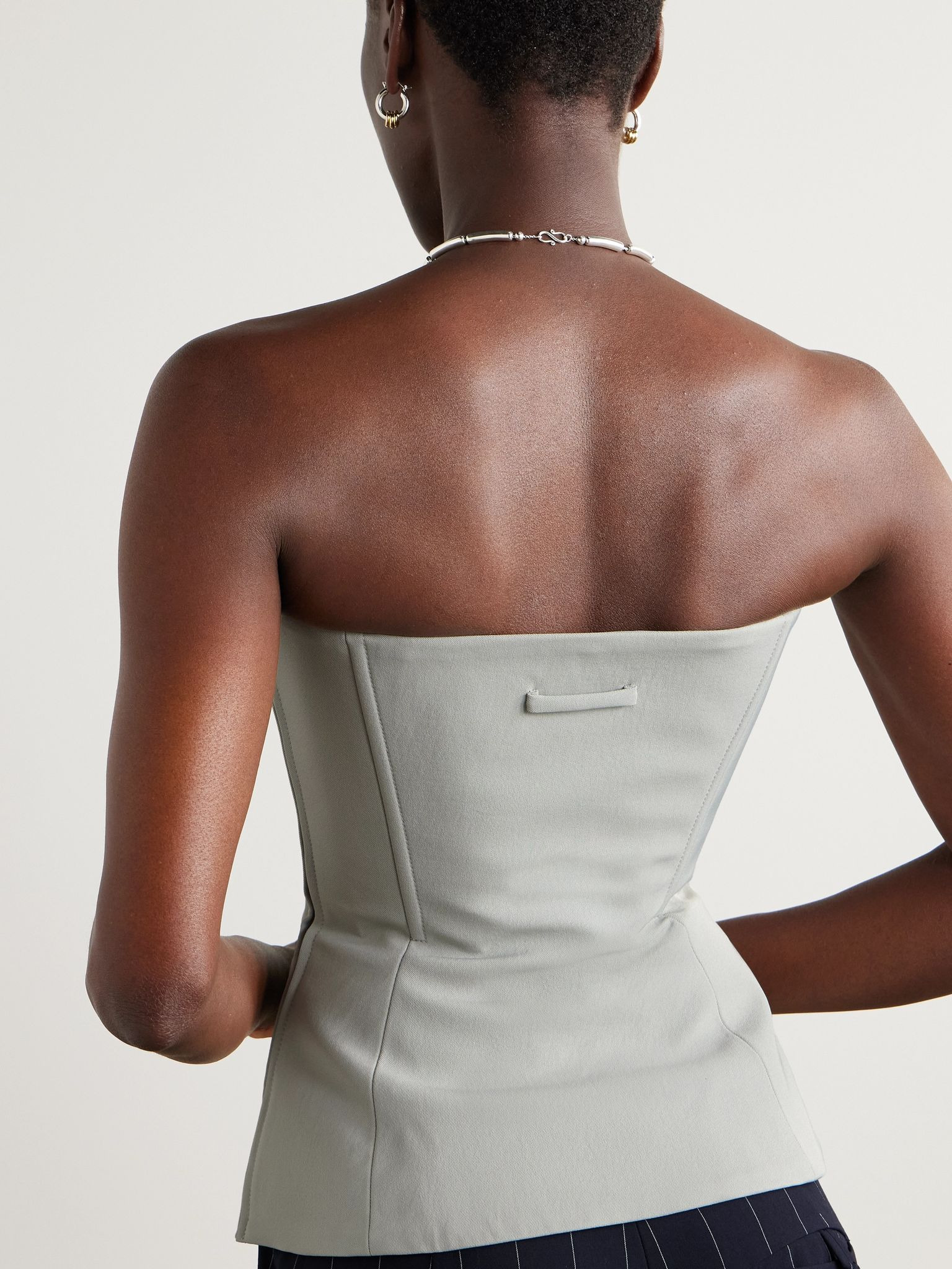 Strapless twill bustier top Gray - 3