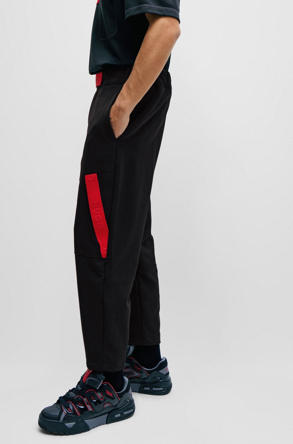 RELAXED-FIT TRACKSUIT BOTTOMS WITH RED LOGO TAPE - 3