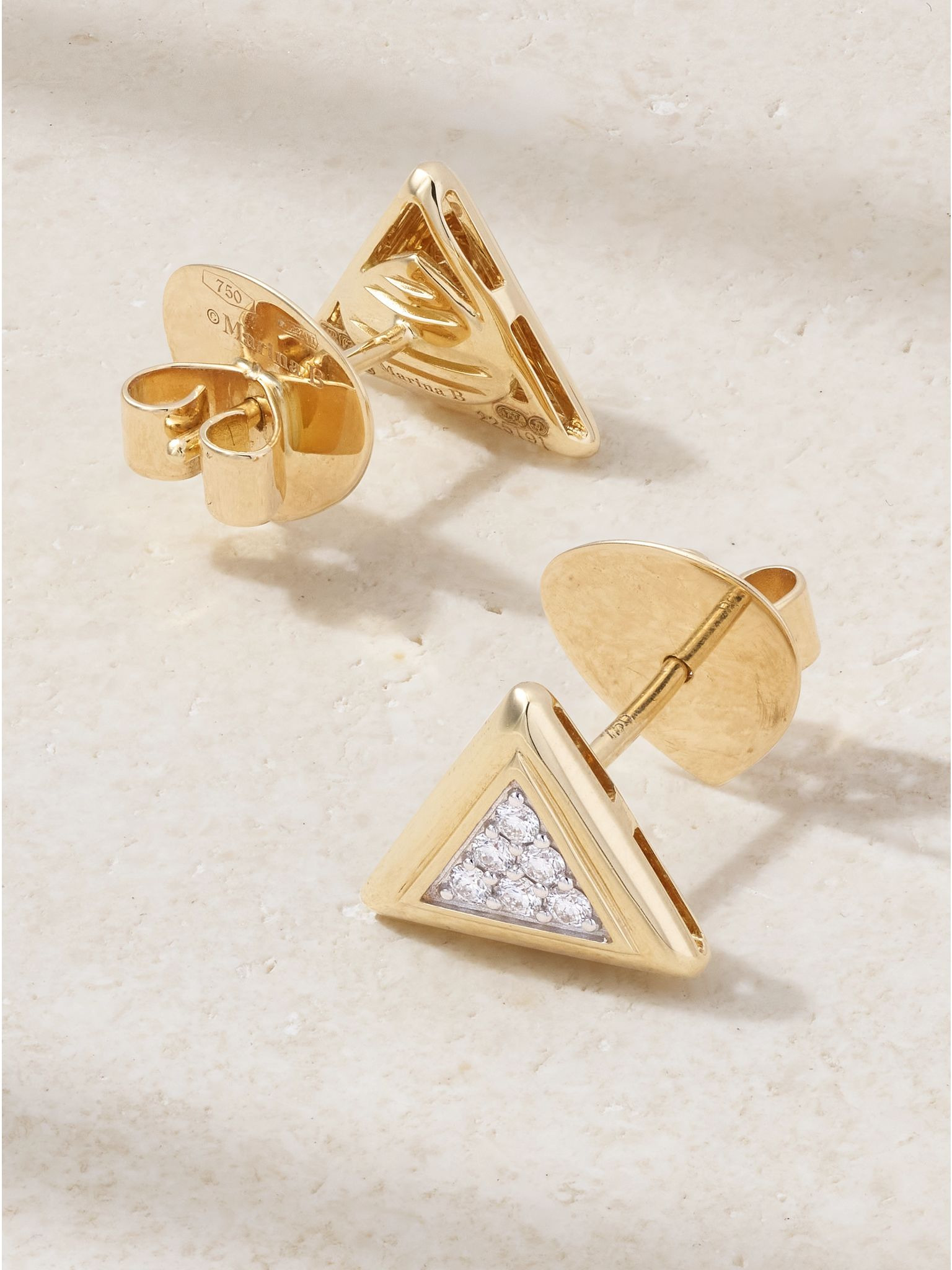 Triangolini 18-karat yellow and white gold diamond earrings Gold - 3