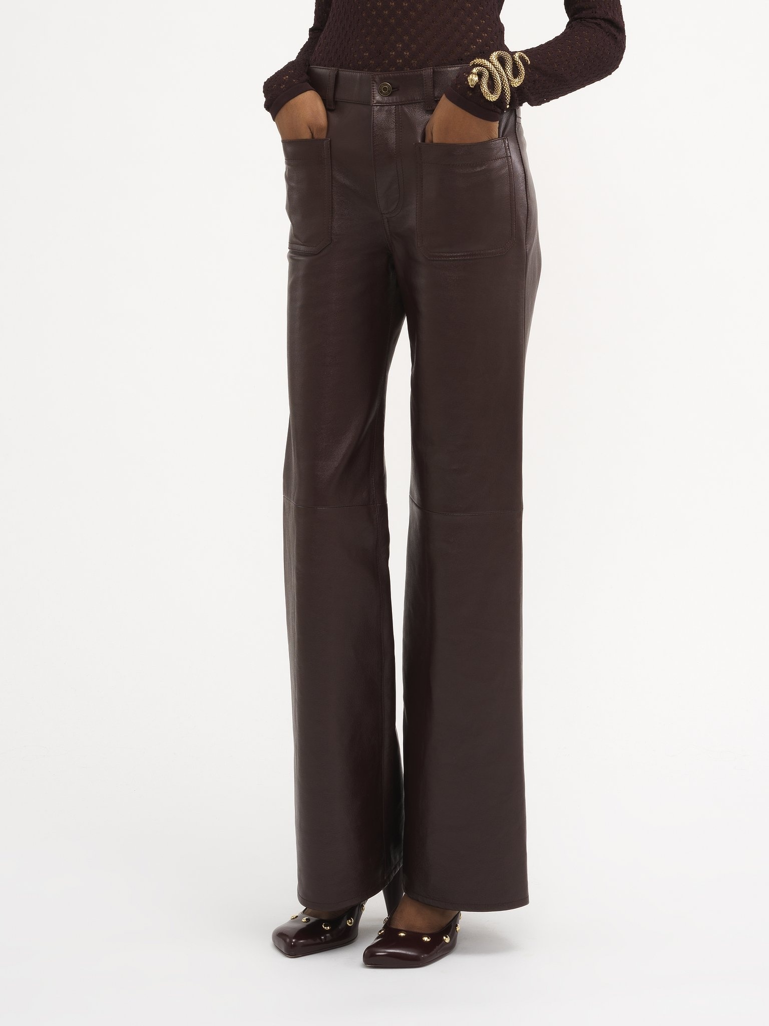CROPPED BOOTCUT PANTS IN CLASSIC NAPPA LEATHER - 4