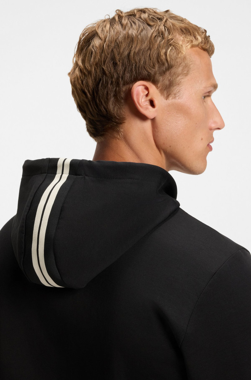 COTTON ZIP-UP HOODIE WITH STRIPE DETAILS 3