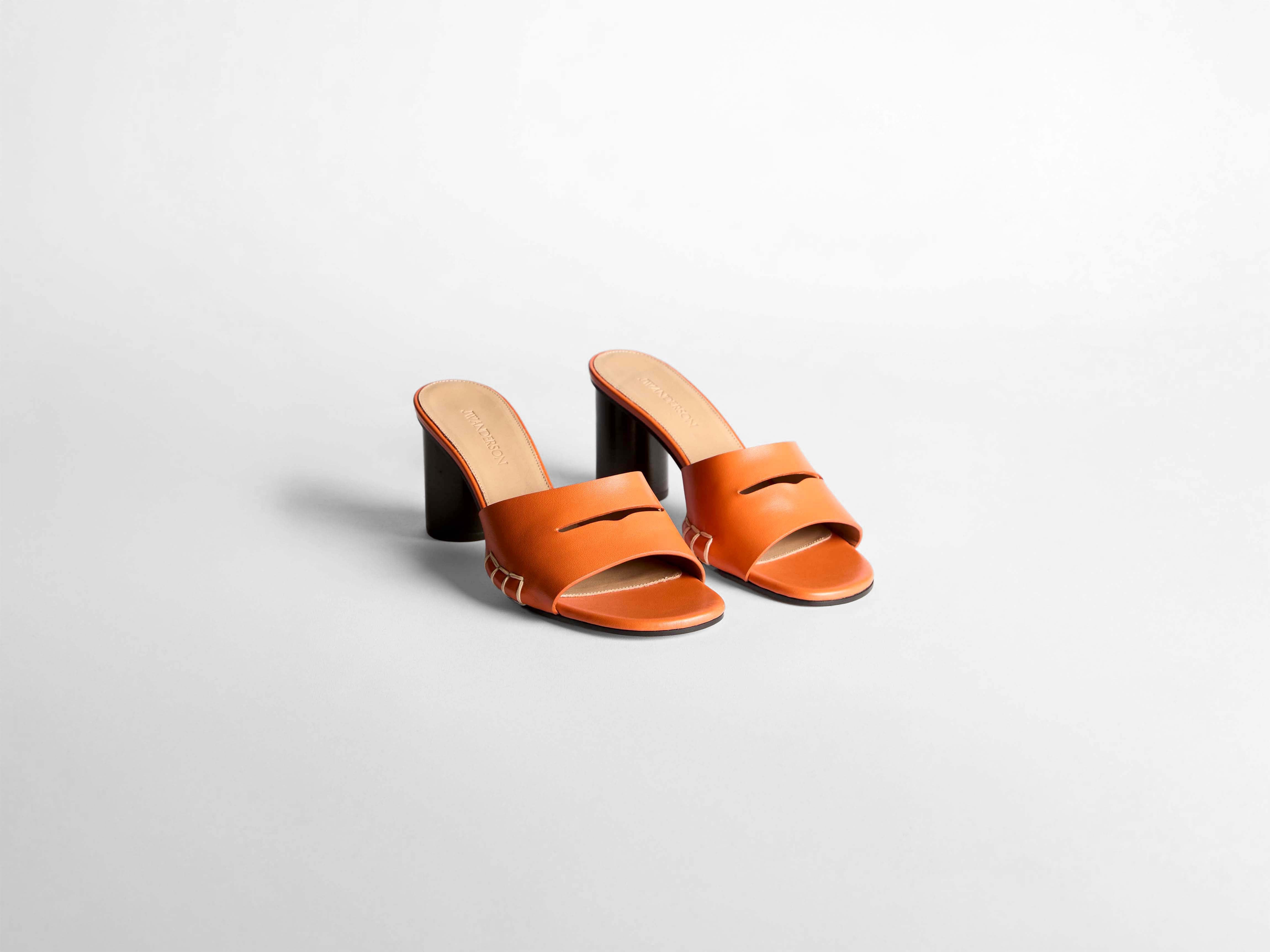 WOMENS LOAFER MULE HEELED SANDAL IN ORANGE - 2