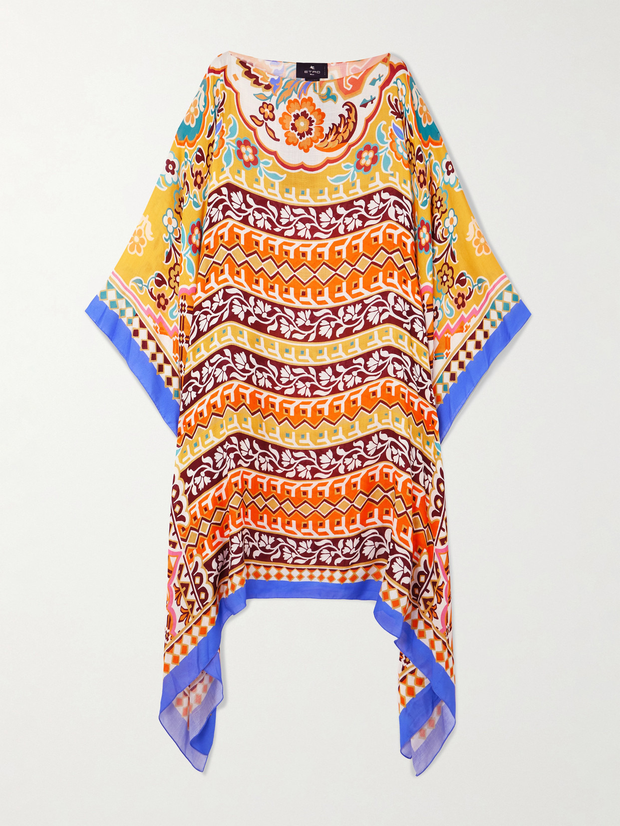 Asymmetric Printed Crepe De Chine Kaftan - 1