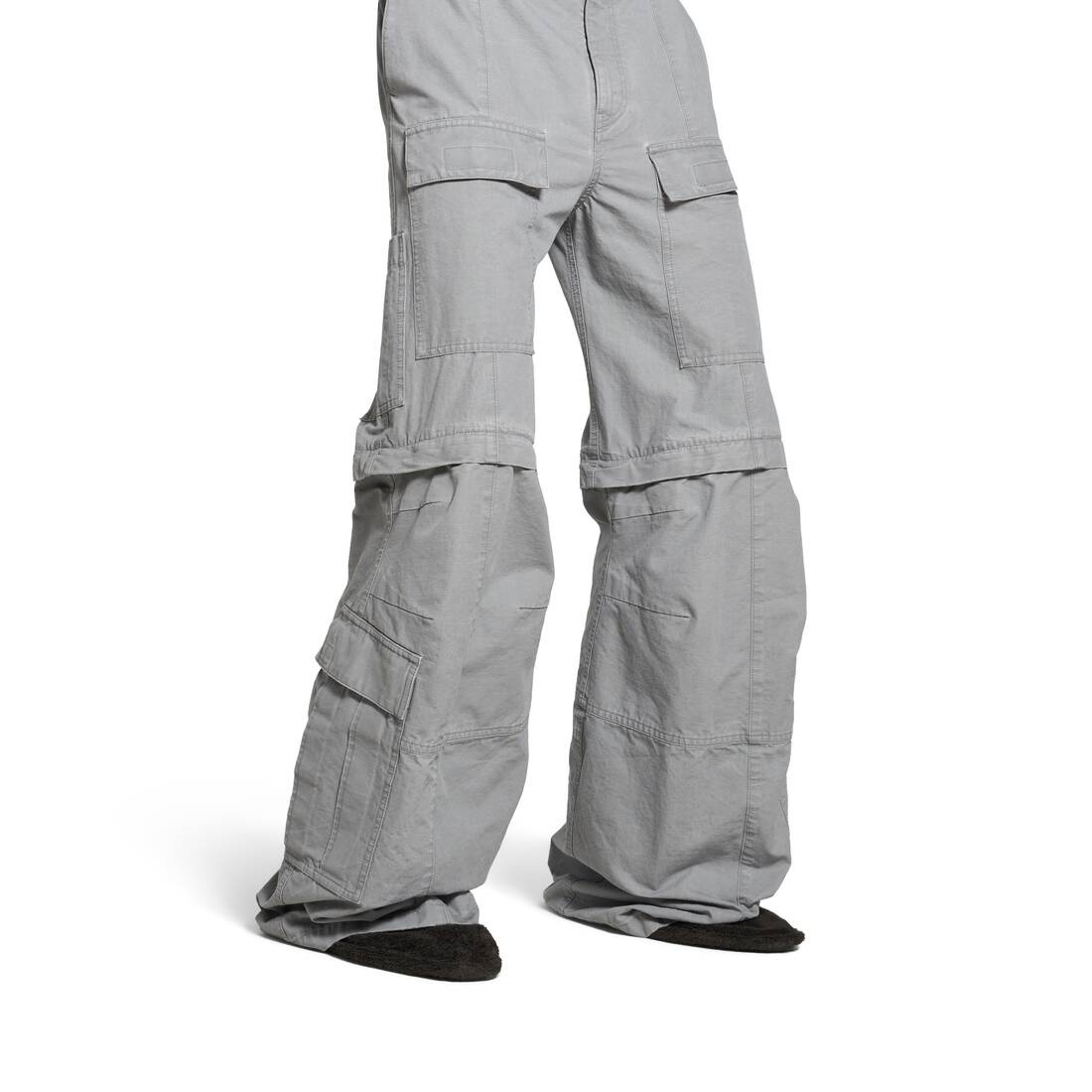 Men's Flared Cargo Pants in Grey - 5