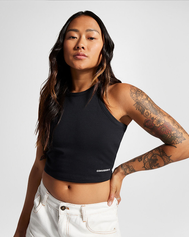High Neck Knit Tank Top - 1