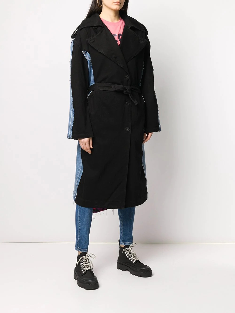 patchwork trench coat - 4