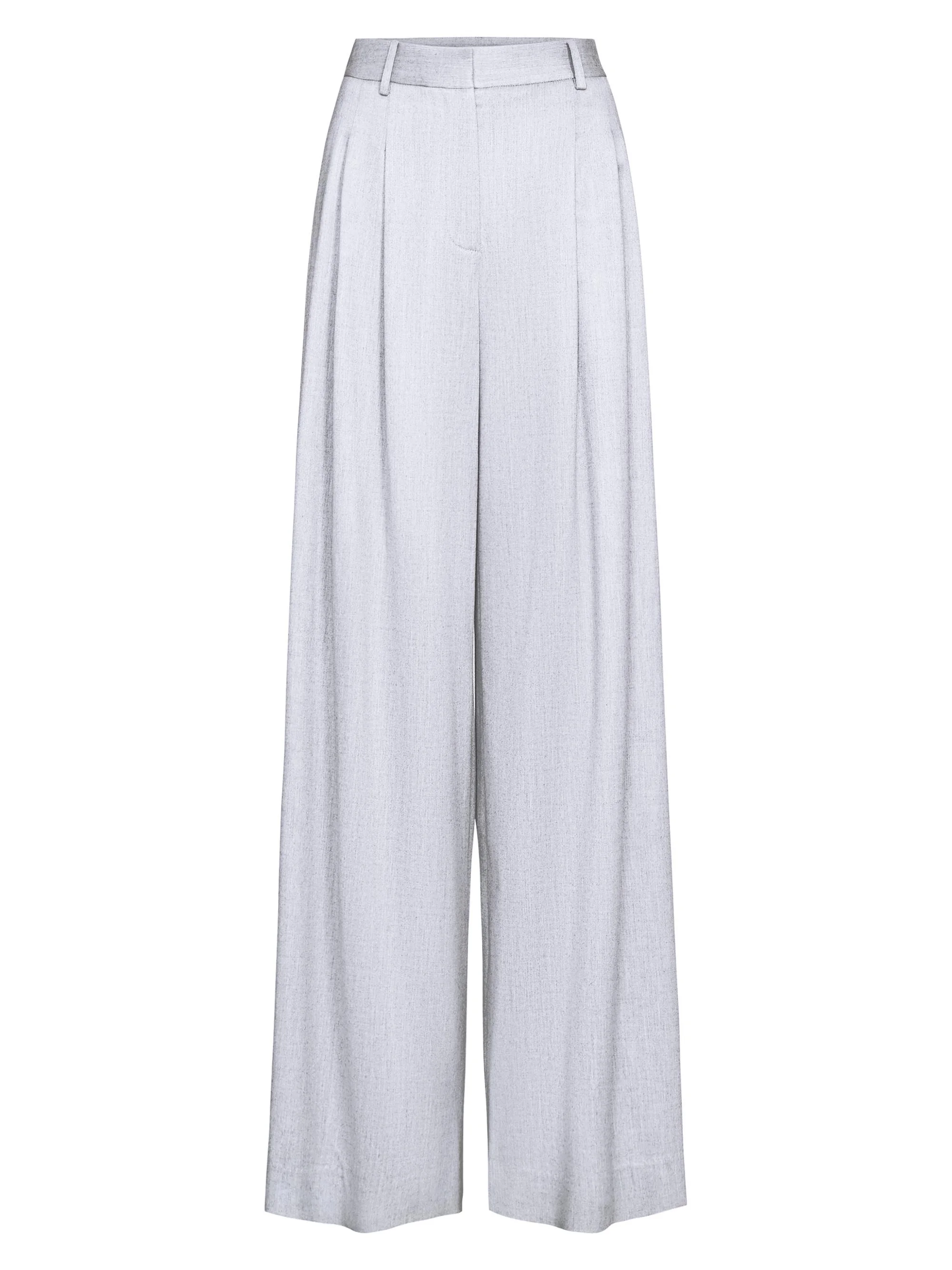 Women's Avery Stretch-Wool Wide-Leg Pants - Light Heather Grey - 1