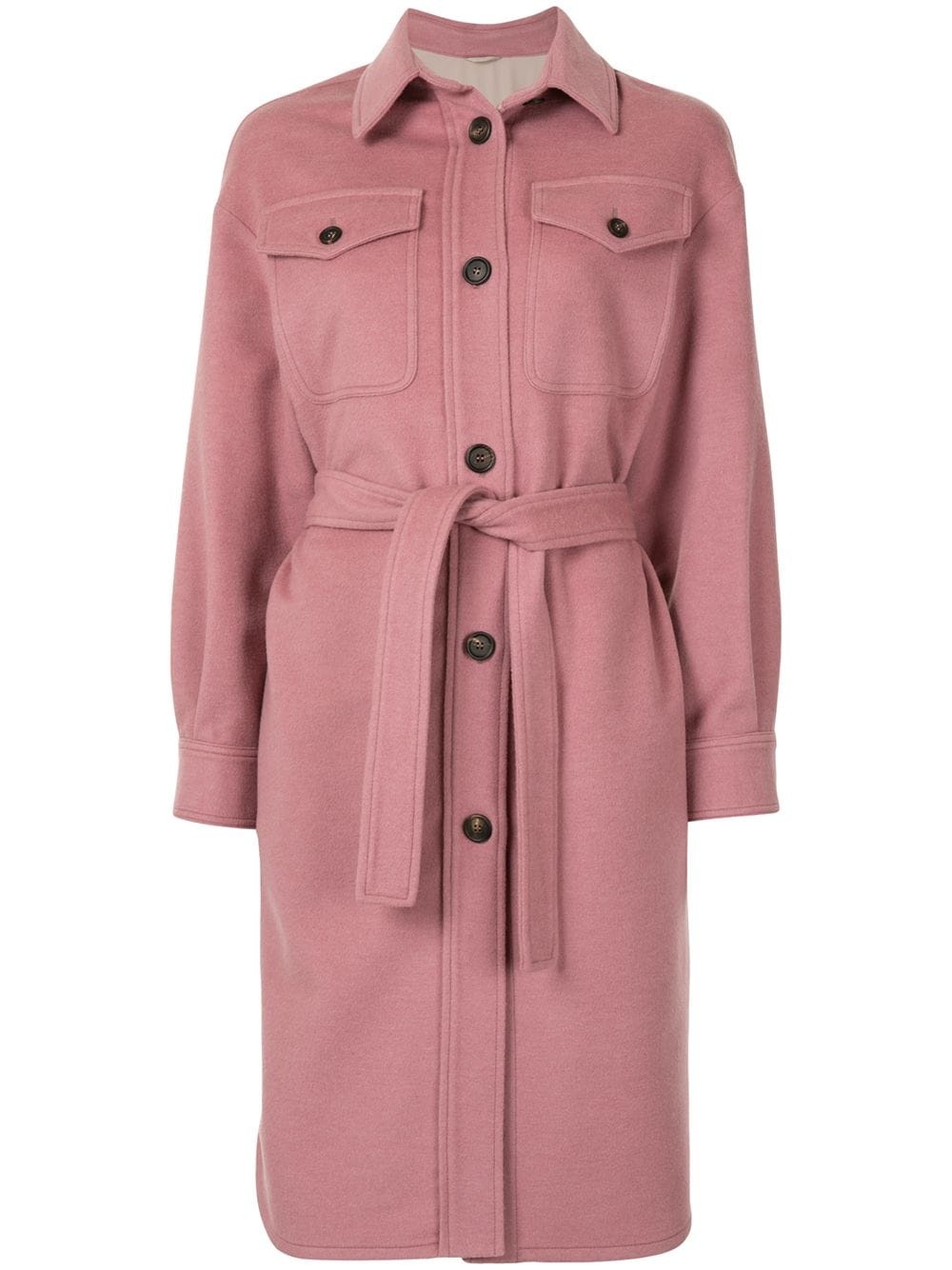 single-breasted felt midi coat - 1