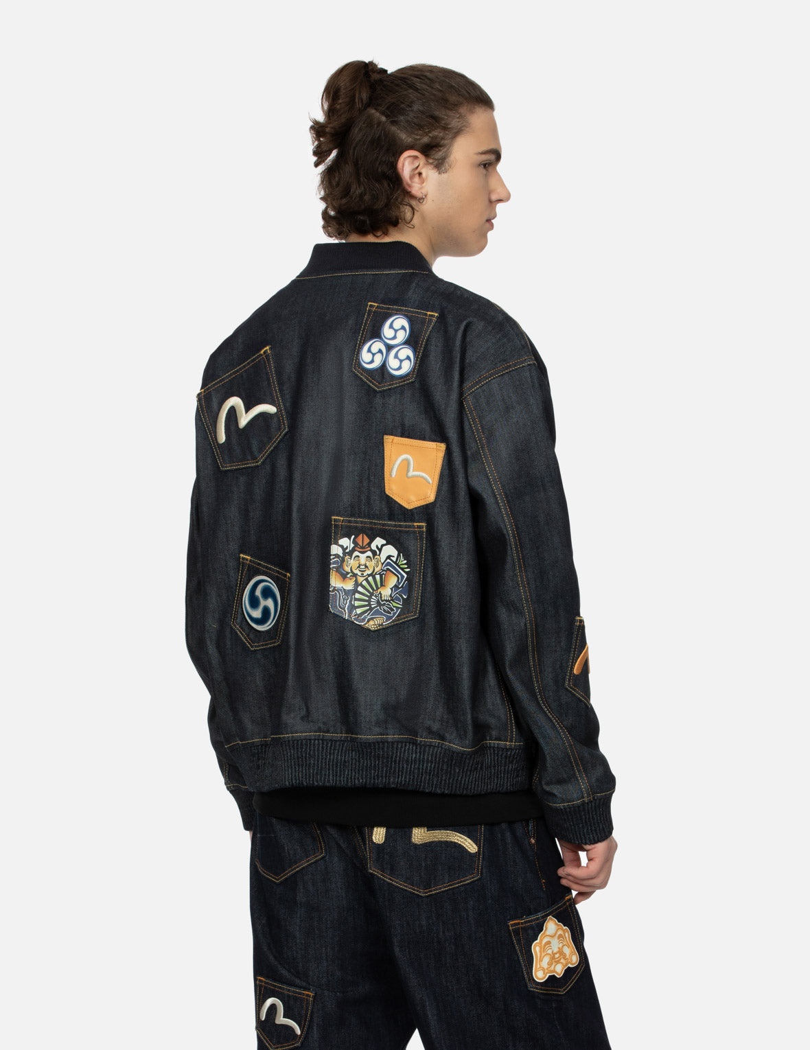 MULTI-LOGO AND MULTI-POCKET RELAX FIT DENIM JACKET - 8