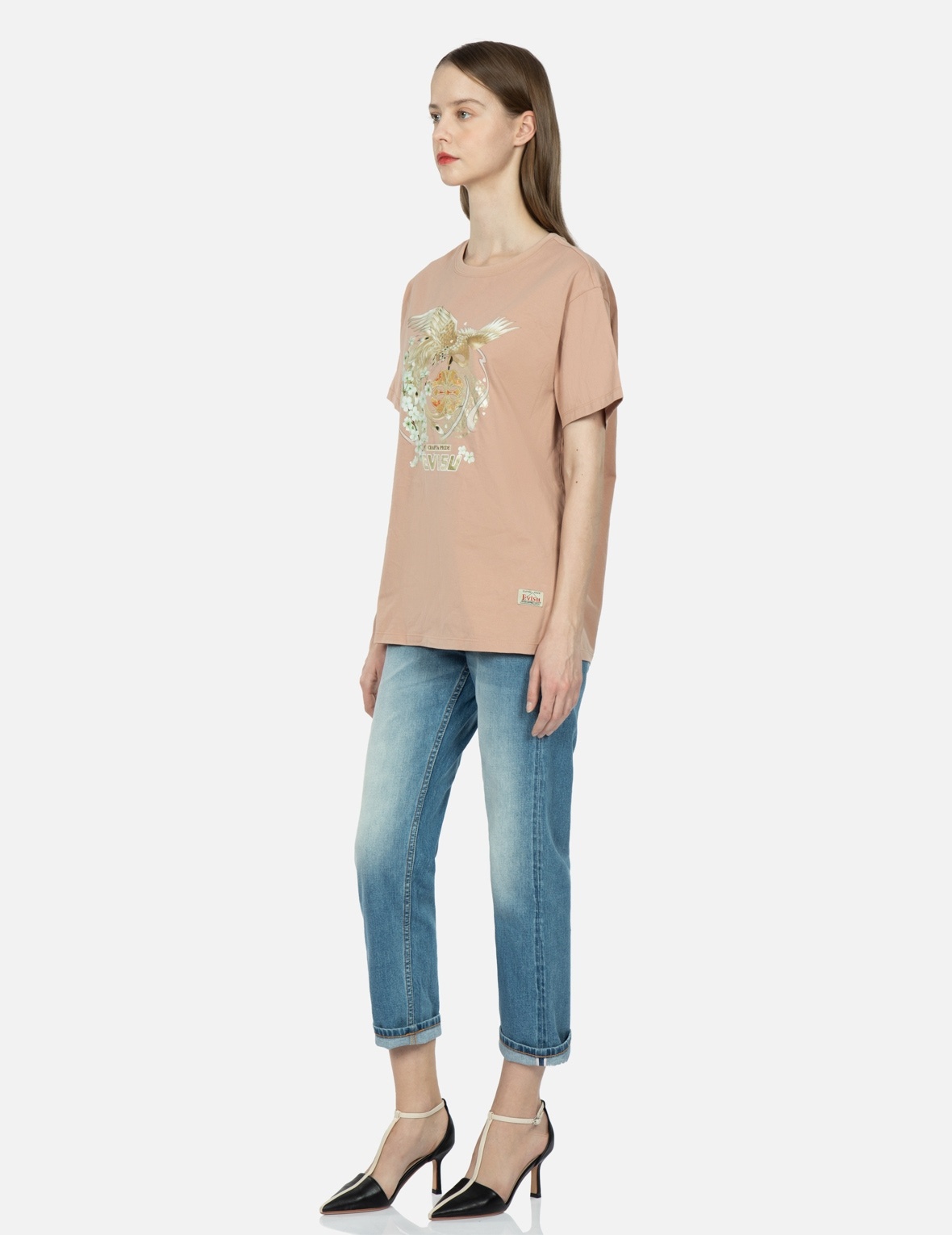 PEACOCK AND SAKURA PRINT T-SHIRT - 3