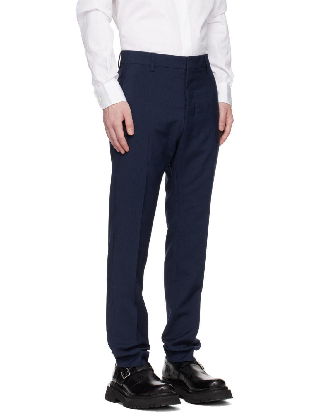 Navy Cigarette Fit Trousers - 2