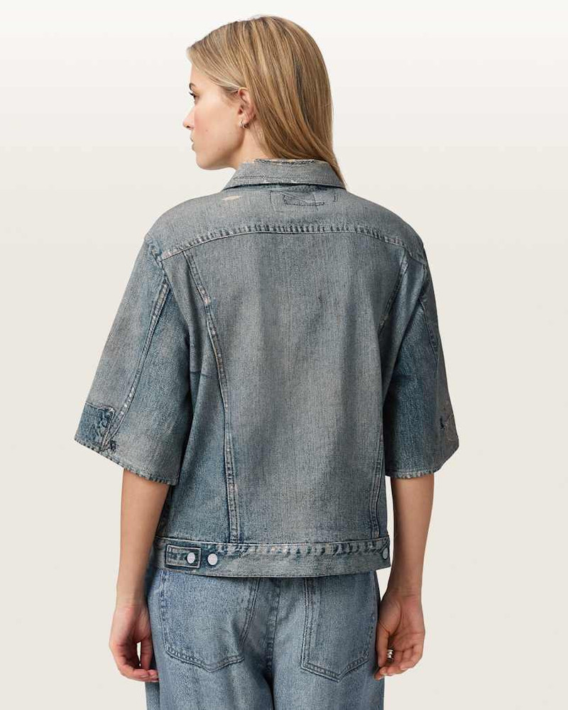 JUNI TERRY SHORT SLEEVE ILLUSION OF DENIM SHIRT 6