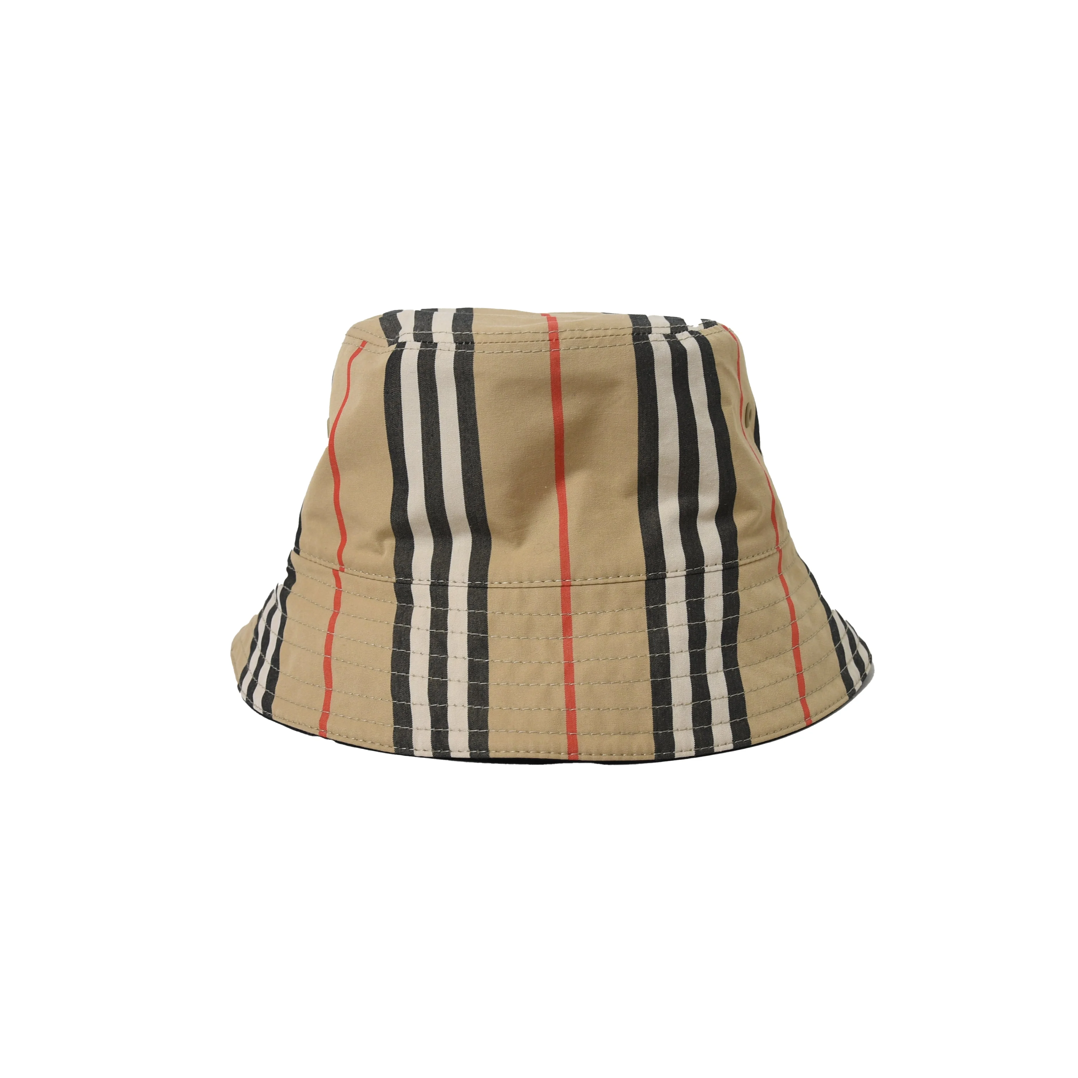 Burberry Reversible Icon Stripe Cotton Bucket Hat Brown - 1