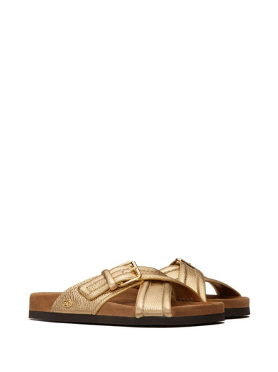 Valentino crossover-strap leather slides outlook