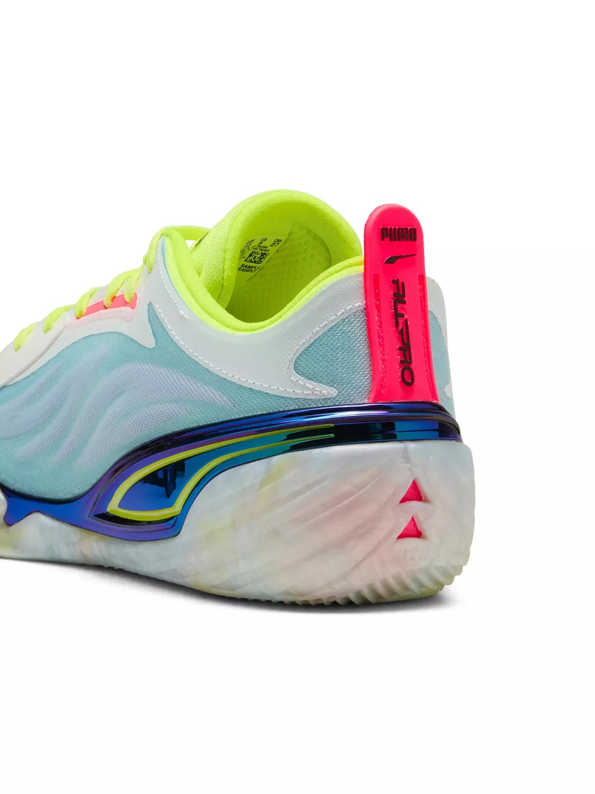 PUMA All-Pro NITRO Elite "White/Light Blue/Lime" Men's Basketball Shoe - 6